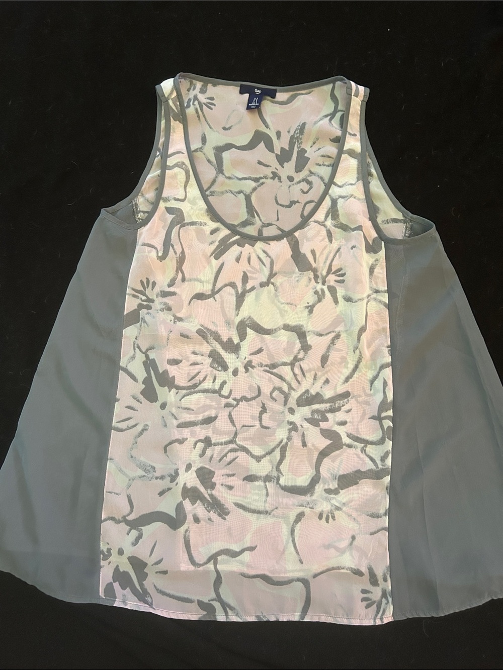 GAP Pink Floral Front Panel Tank with Gray Side Panels